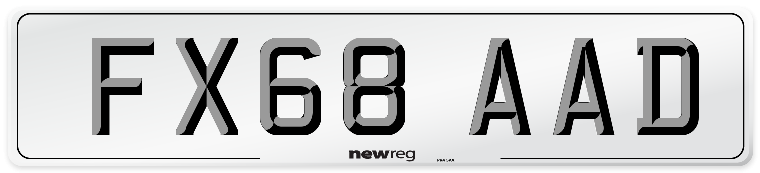 FX68 AAD Number Plate from New Reg